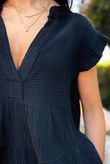 Agnes Cushion Cotton Cap Sleeve Top Black
